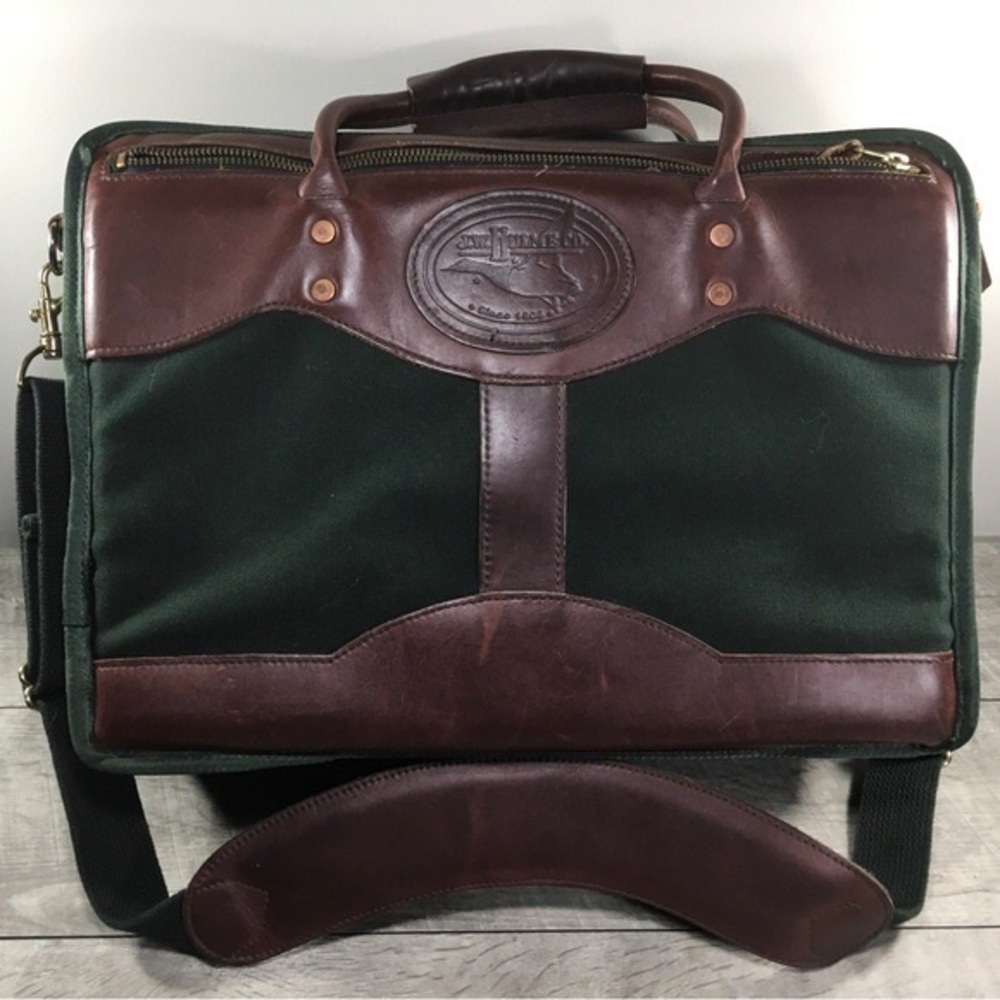 JW Hulme Duffle Battenkill Leather Laptop Brief Briefcase Everyday Satchel Bag